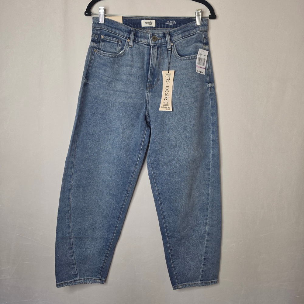 Kensie Jeans The Jessica High Rise Cropped Barrel Marina Blue Size 6/28 NEW